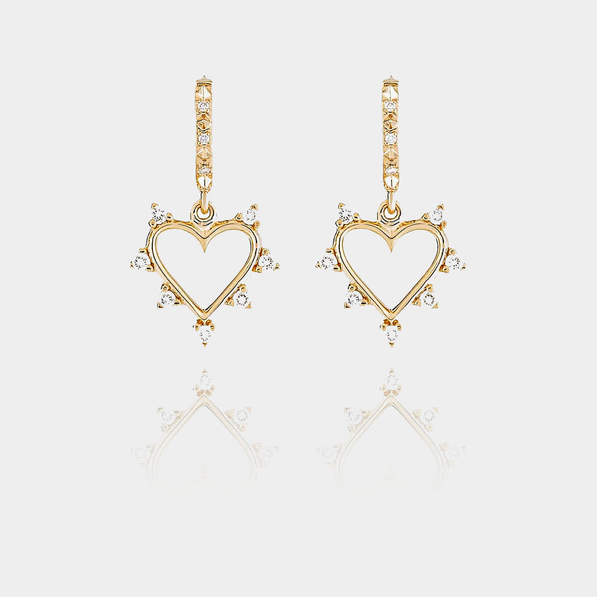Limvida "Heart Sunshine" Elegant Heart-shaped 18K Gold-Plated Zirconia Earrings