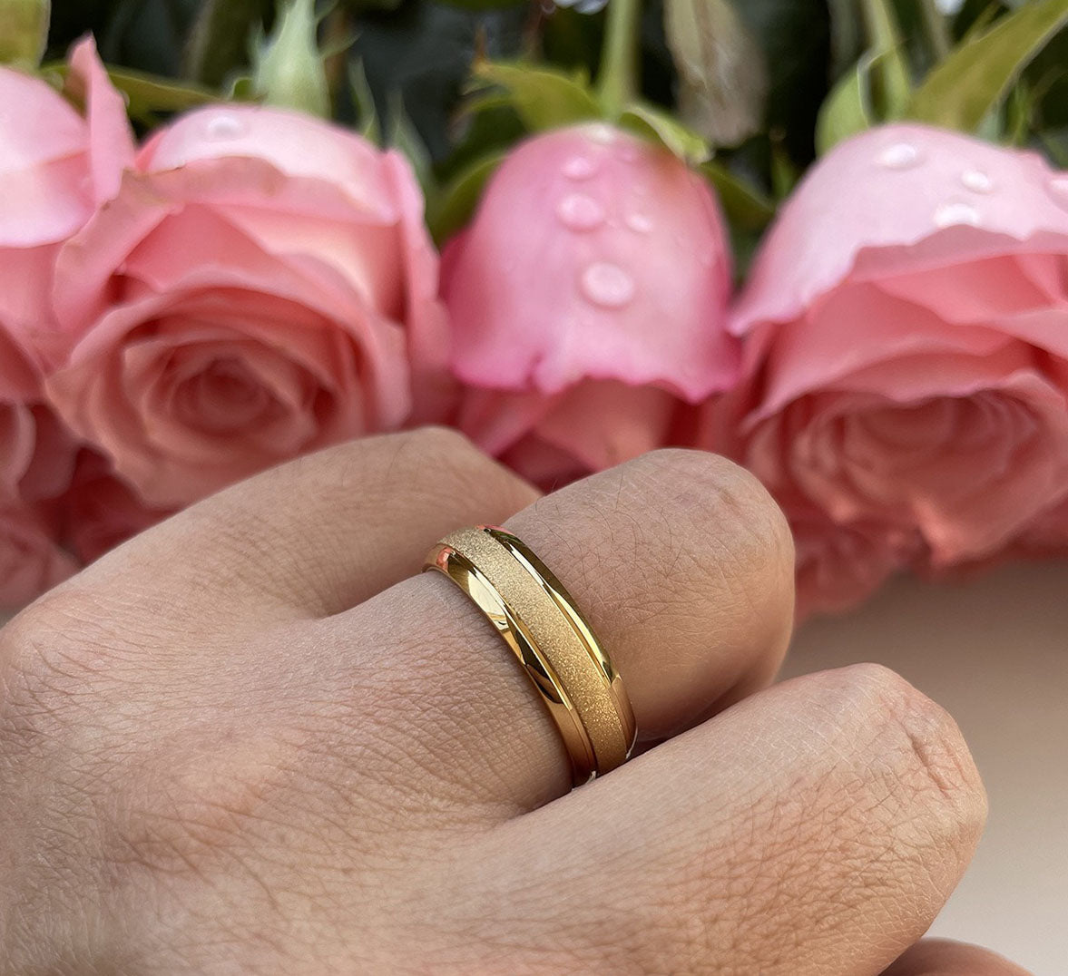 Limvida "Golden God of War" Sandblasted Tungsten Steel Ring