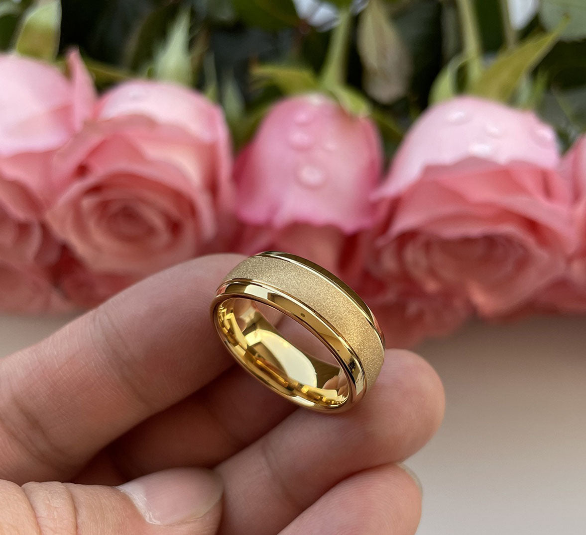 Limvida "Golden God of War" Sandblasted Tungsten Steel Ring