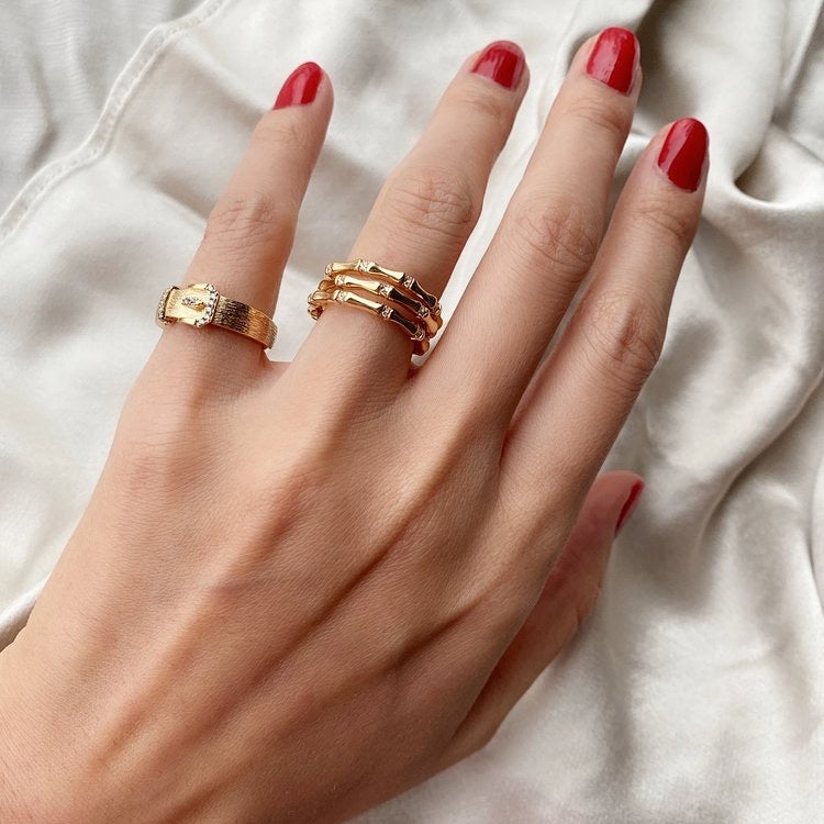 Limvida“Bamboo Resilience” Resilient Bamboo Knot 18K Gold Ring