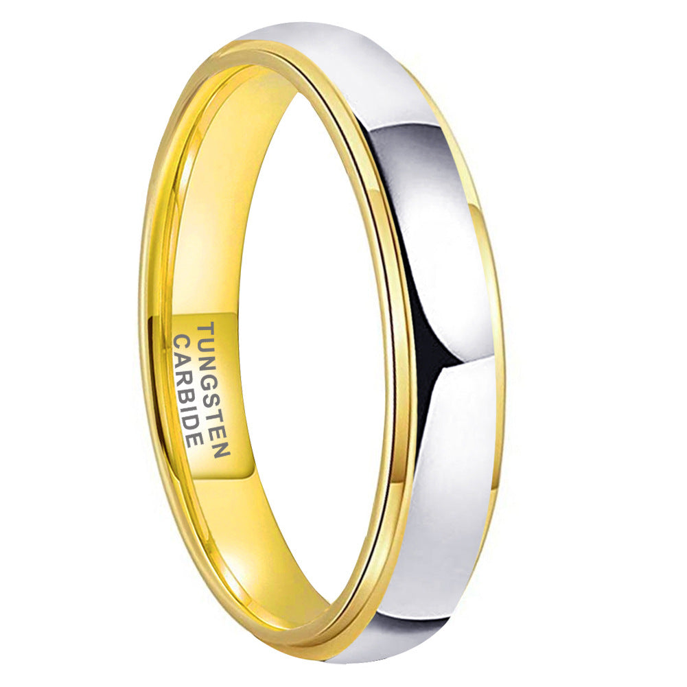 Limvida "Iron King" Gold-Plated Large Smooth-surfaced Tungsten Steel Ring
