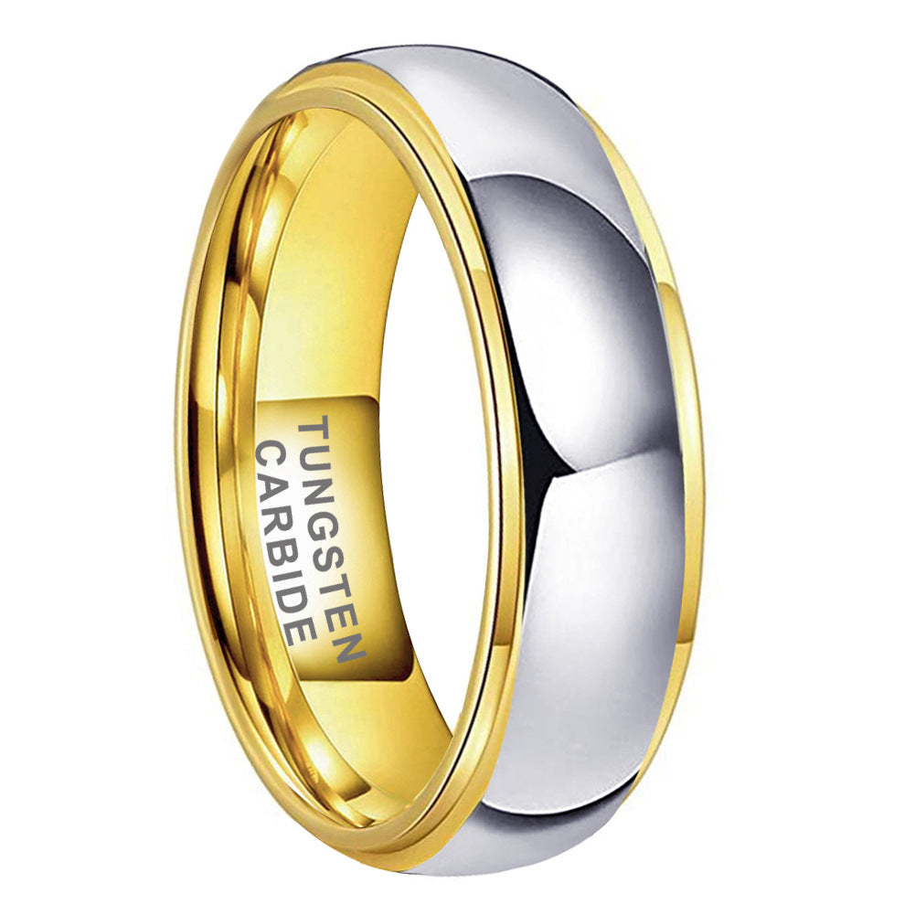Limvida "Iron King" Gold-Plated Large Smooth-surfaced Tungsten Steel Ring
