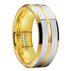 Limvida “Eterna Band” Tungsten Carbide Beveled Edge Polished Center Groove Ring