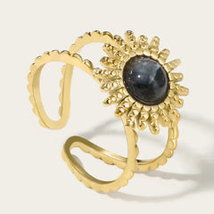 Bohemian Natural Stone Geometric Stainless Steel Vintage Charm Ring