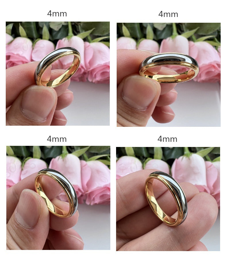 Limvida "Iron King" Gold-Plated Large Smooth-surfaced Tungsten Steel Ring