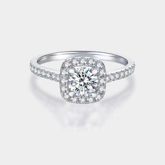 Color Round Moissanite Ring 925 Sterling Silver Plated with 18k White Gold Rings