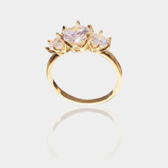 Diamonds White Zirconia 18K Gold Ring 925 Stamp