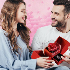 Gift for Women Eternal Rose Gift Box Heart Necklace I Love You To The Moon and Back Flower Jewelry Box