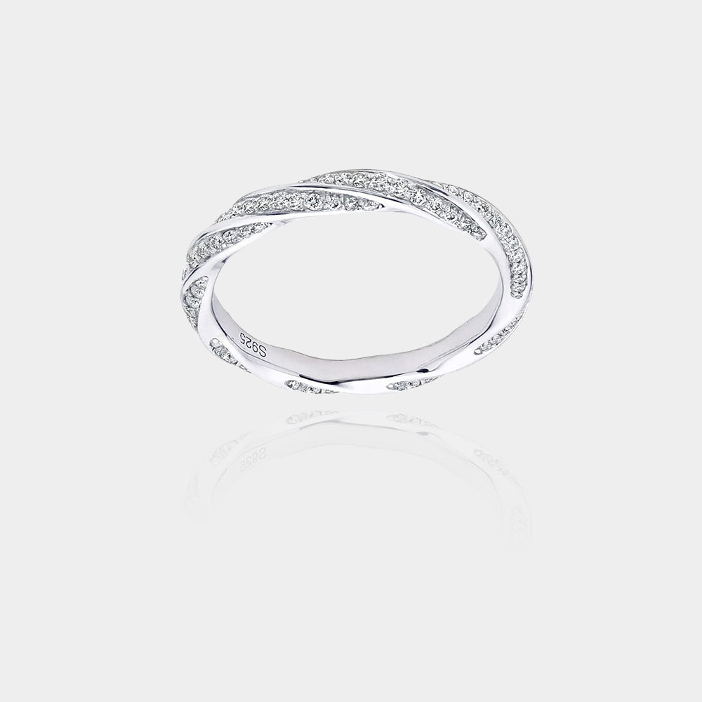 Moissanite Wedding Band For Women 14K Gold Plated 925 Sterling Silver Infinity Twist