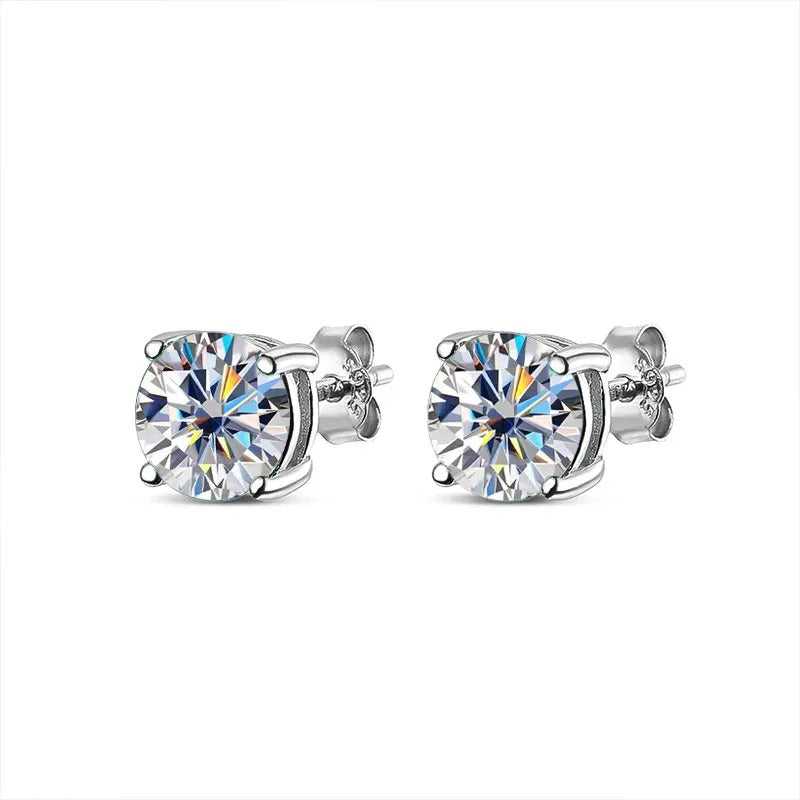 VVS1 Round Moissanite Stud Earrings 4 Stones s925 Sterling Silver with GRA