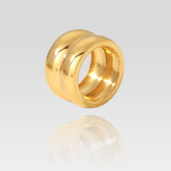 18K Gold Plated Stainless steel double layer Rings for Women Men