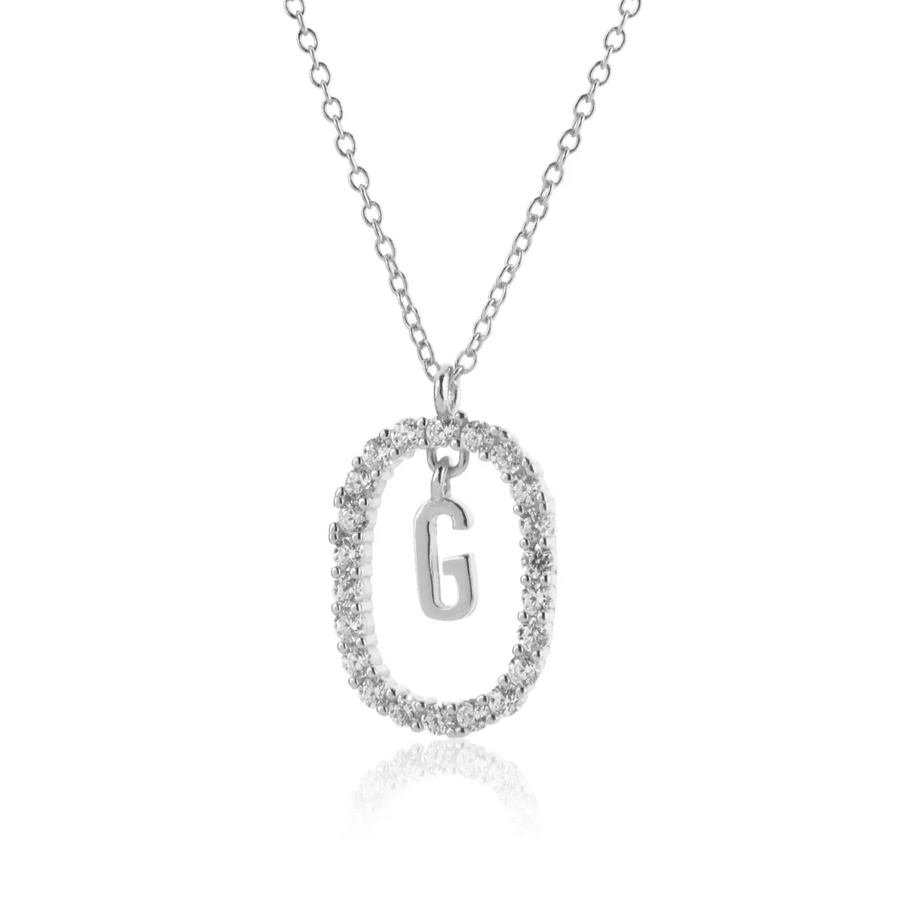 925 Sterling Silver Gold Initial Letters Alphabet NecklaceFashion Crystal