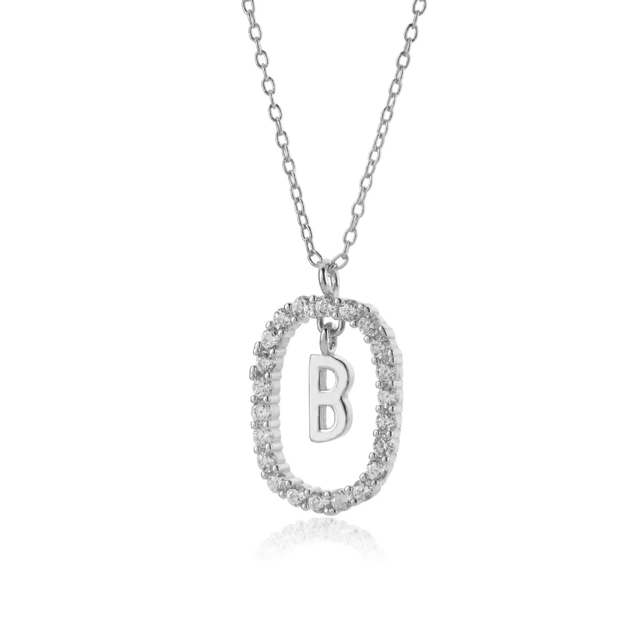 925 Sterling Silver Gold Initial Letters Alphabet NecklaceFashion Crystal