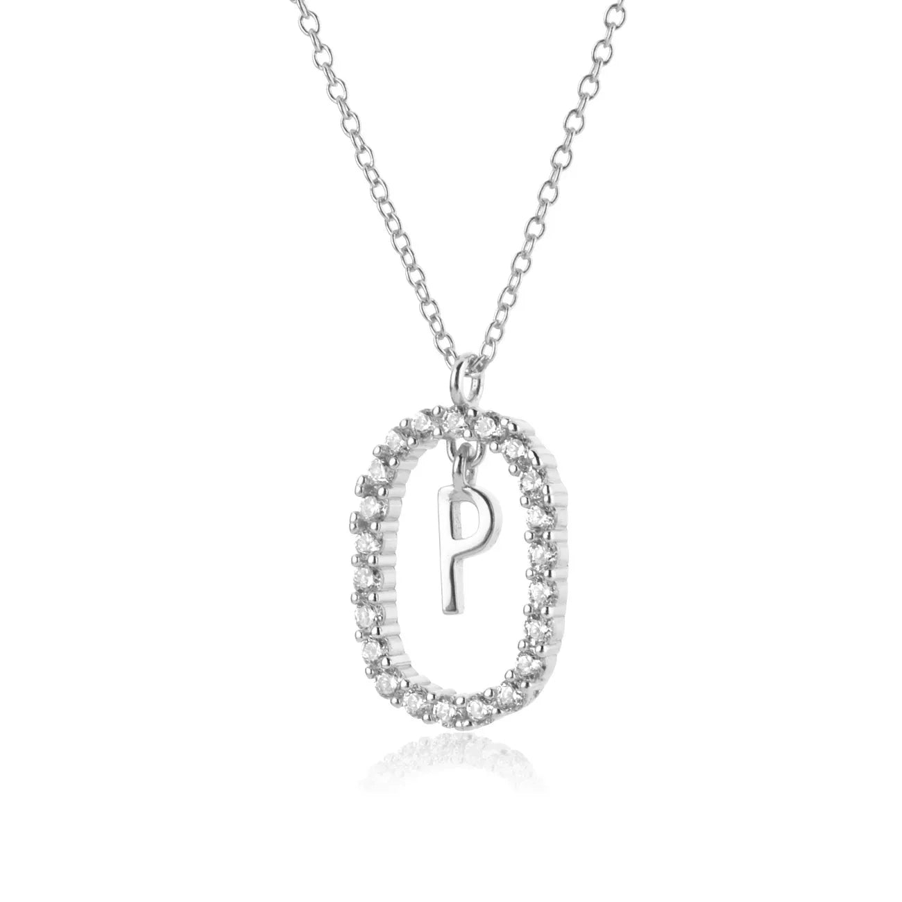 925 Sterling Silver Gold Initial Letters Alphabet NecklaceFashion Crystal