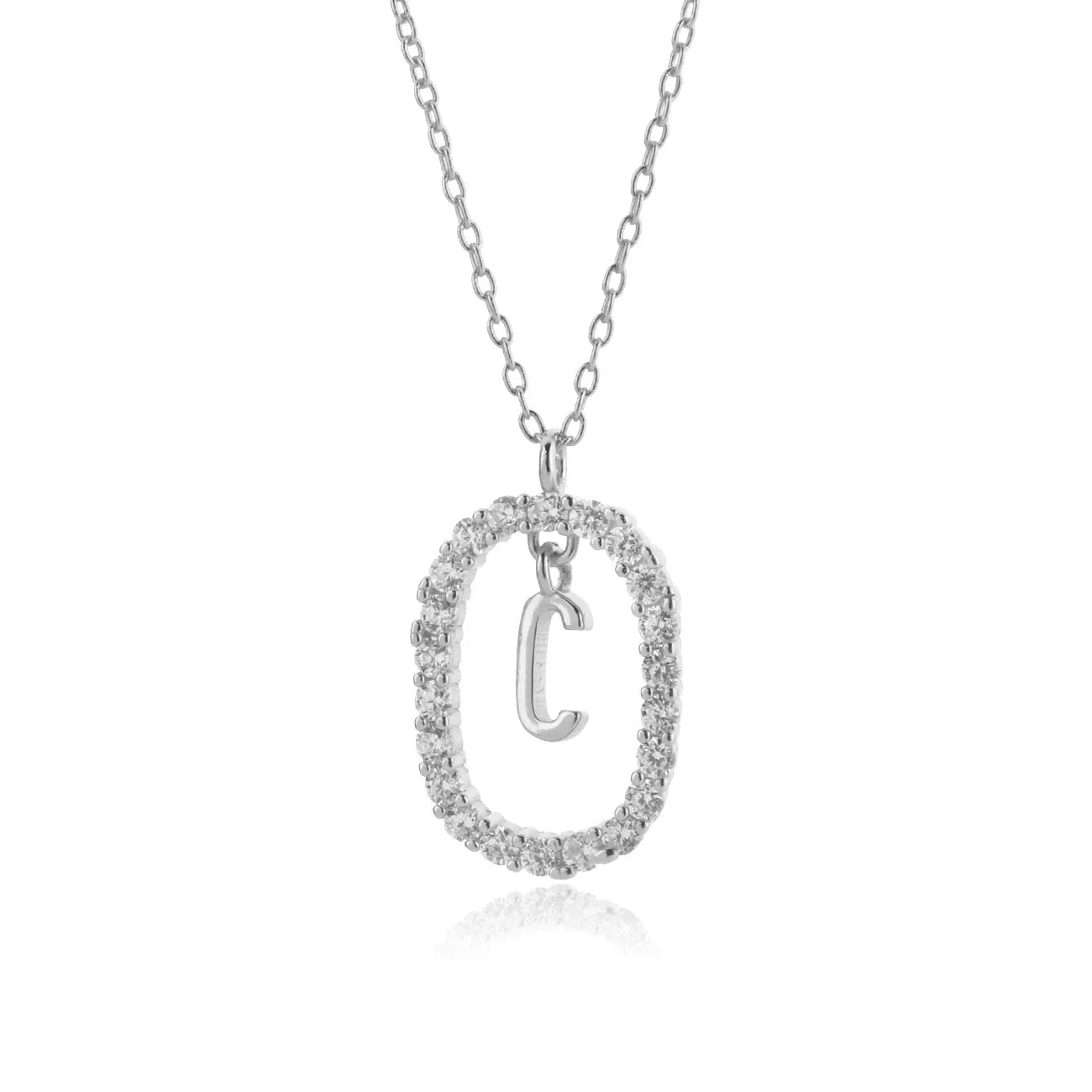 925 Sterling Silver Gold Initial Letters Alphabet NecklaceFashion Crystal