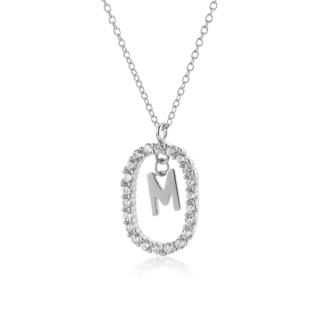 925 Sterling Silver Gold Initial Letters Alphabet NecklaceFashion Crystal