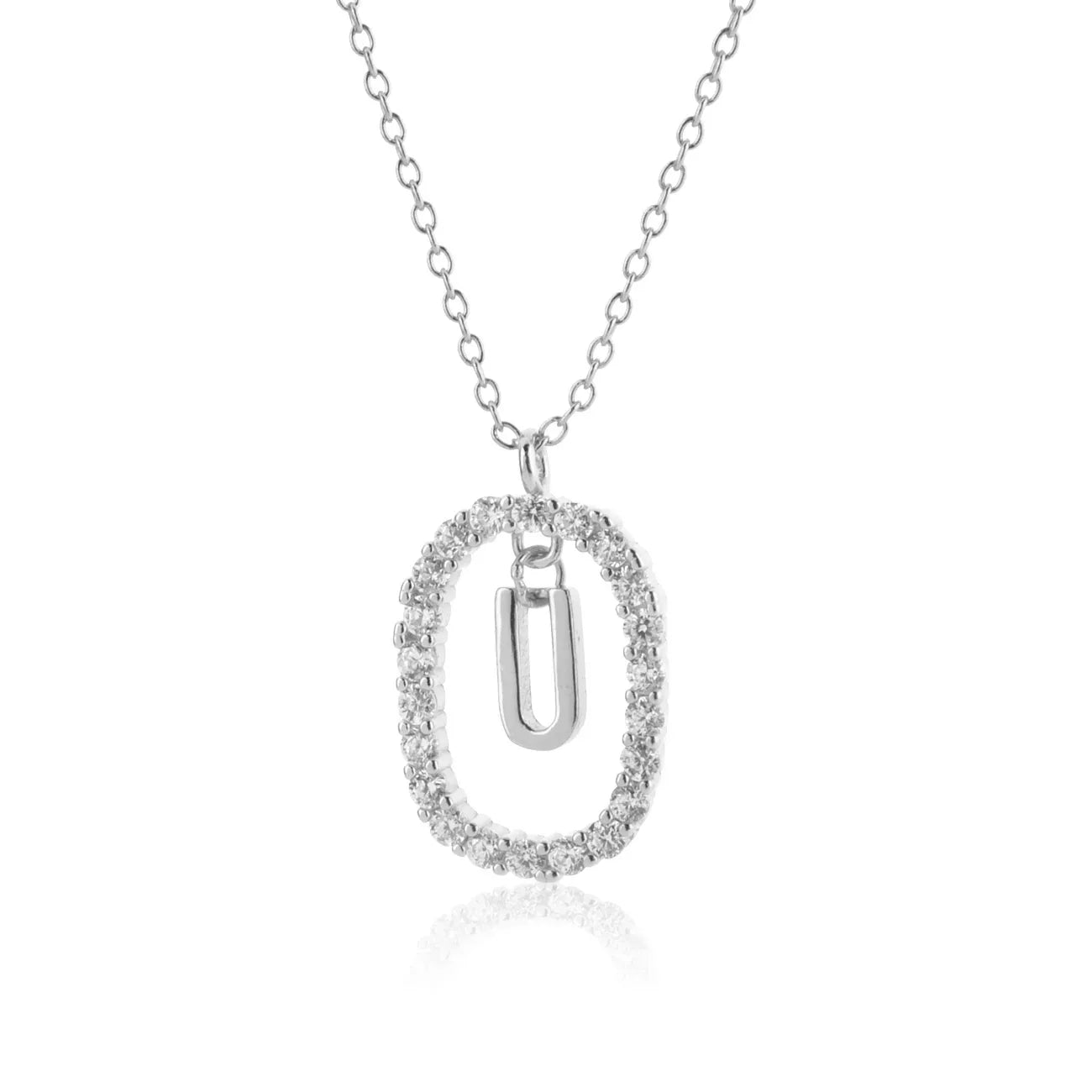 925 Sterling Silver Gold Initial Letters Alphabet NecklaceFashion Crystal