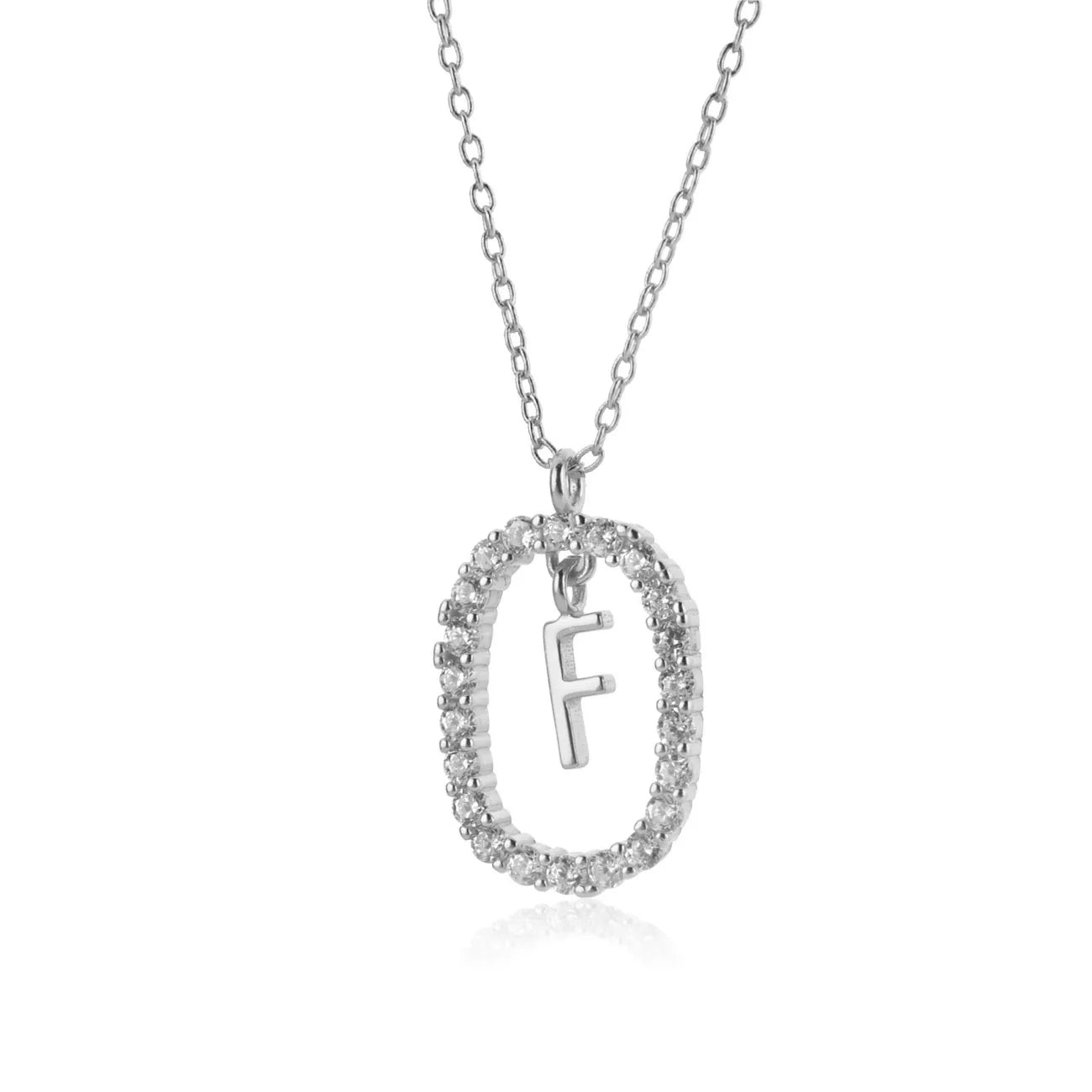 925 Sterling Silver Gold Initial Letters Alphabet NecklaceFashion Crystal