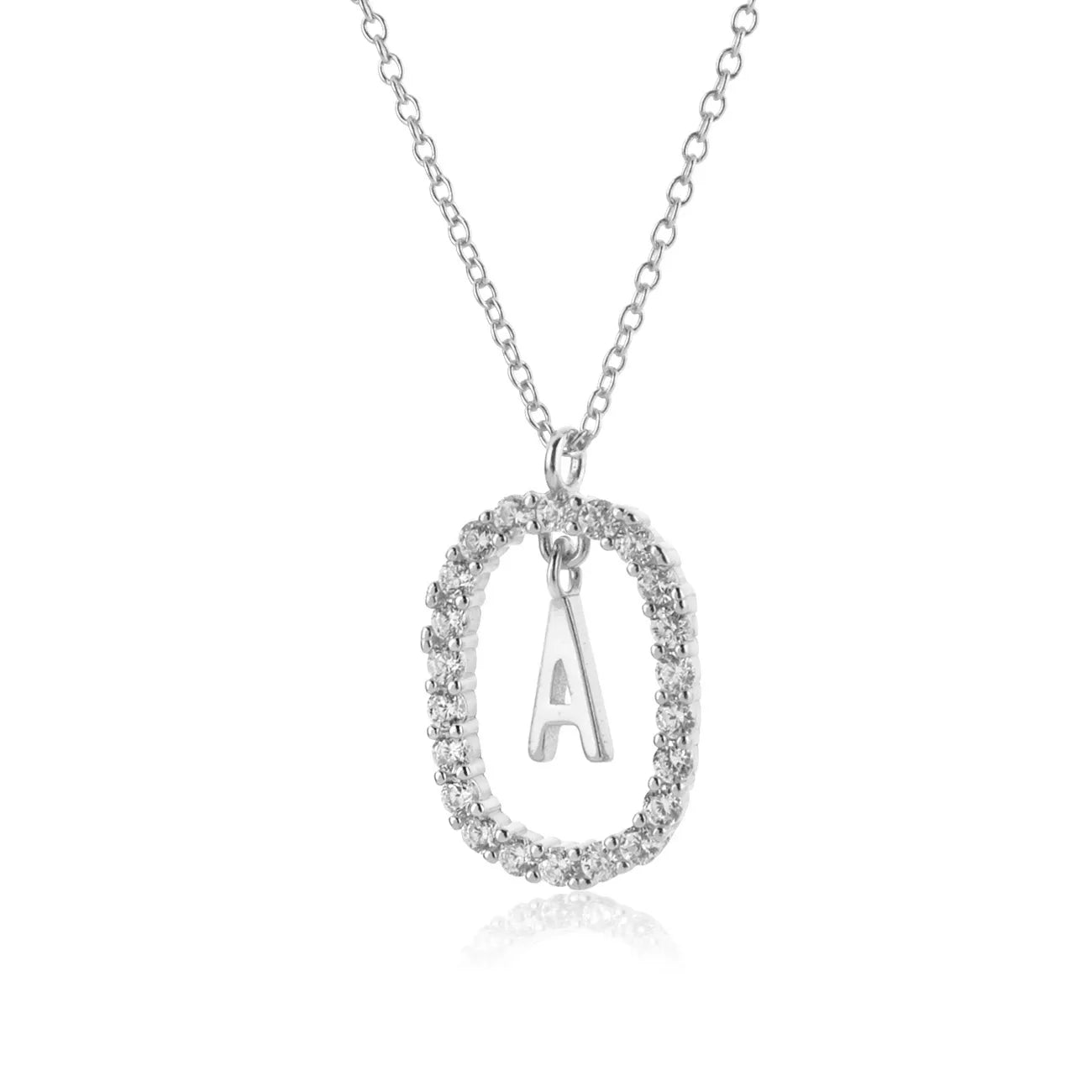 925 Sterling Silver Gold Initial Letters Alphabet NecklaceFashion Crystal