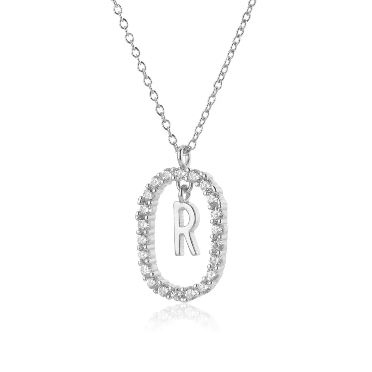 925 Sterling Silver Gold Initial Letters Alphabet NecklaceFashion Crystal