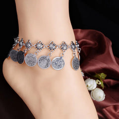 Bohemia Summer Foot Jewelry Metal Tassel Vintage Charm Coin Beach Anklet