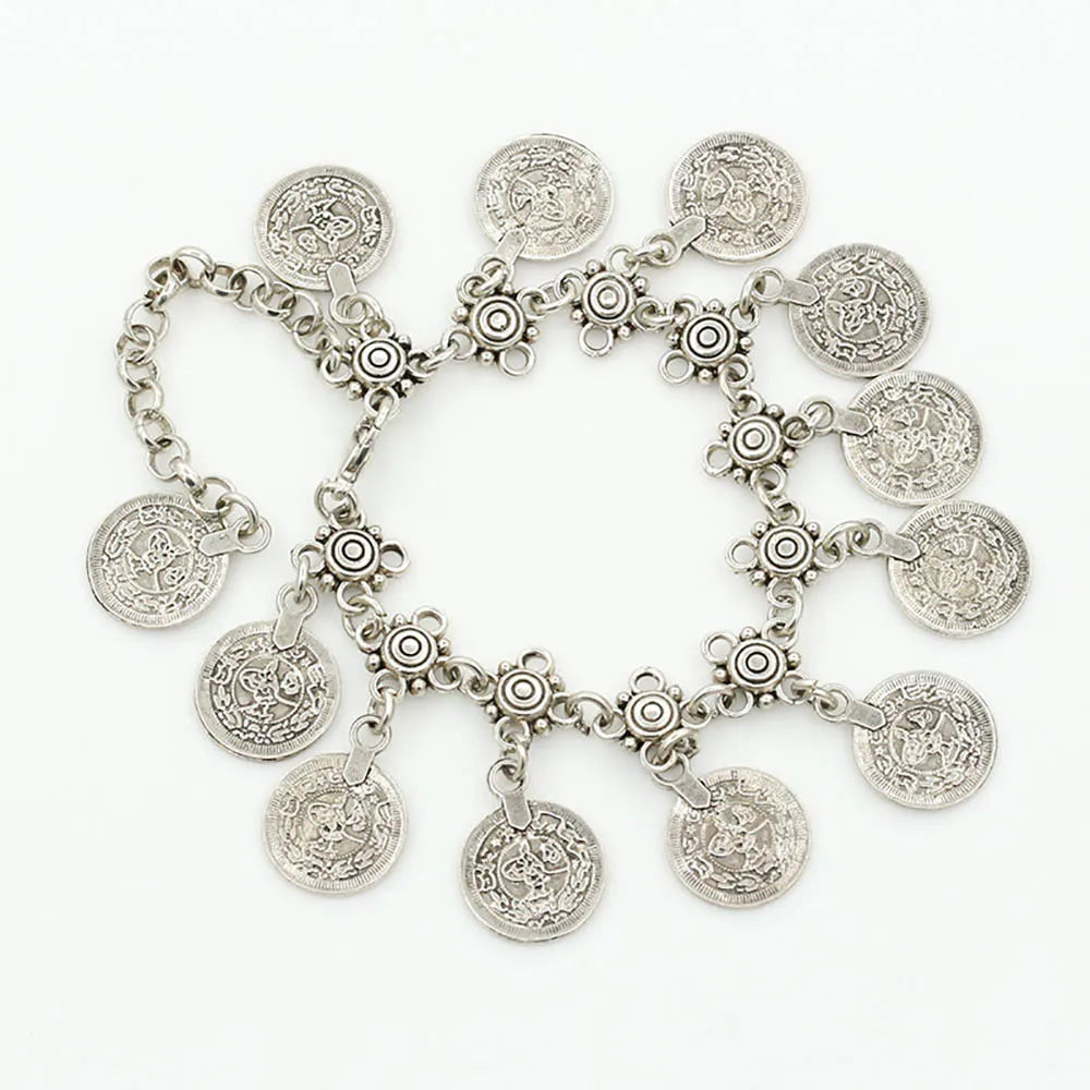 Bohemia Summer Foot Jewelry Metal Tassel Vintage Charm Coin Beach Anklet