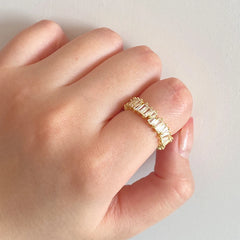 Classic Baguette Cubic Zirconia Engagement Rings 18K Gold Color Plated