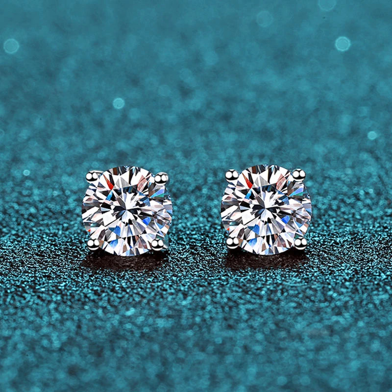 2.0ct Moissanite Earrings for Women Lab Grown Diamond Ear Studs 925 Sterling Silver