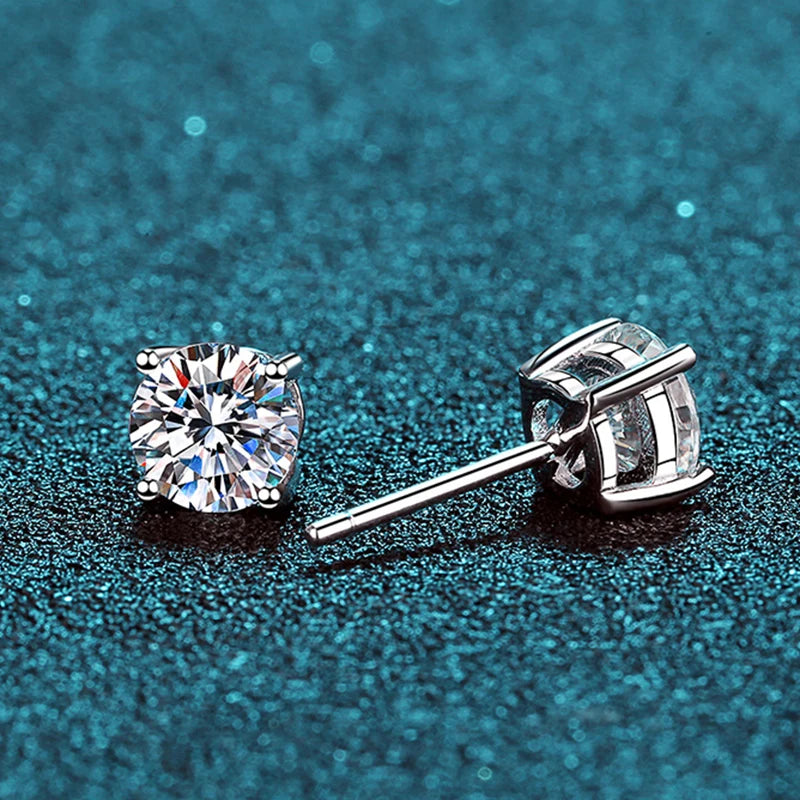 2.0ct Moissanite Earrings for Women Lab Grown Diamond Ear Studs 925 Sterling Silver