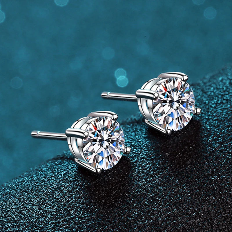 2.0ct Moissanite Earrings for Women Lab Grown Diamond Ear Studs 925 Sterling Silver