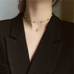 Elegant 14k Real Gold Flash Zirconia Double Layer Chain Charming Temperament  Necklace