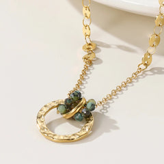 Stainless Steel Chains Necklaces for Women African turquoise Natural Stone Pendant 18K Gold PVD Plated