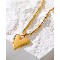 Stainless Steel Irregular Heart Pendant Necklace  Chic Tarnish Free 18K Gold Plated