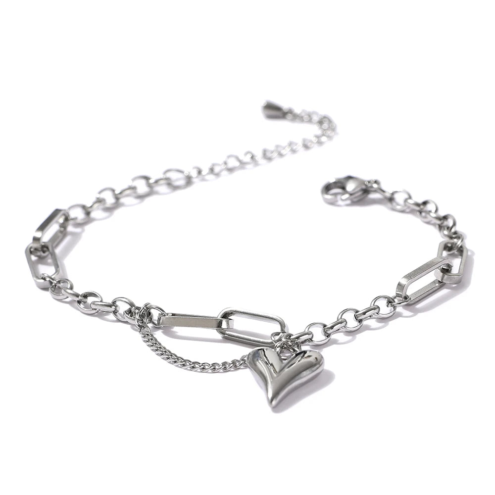 Romantic Heart Stainless Steel 18K Metal Texture Choker