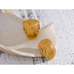 Stainless Steel Geometric Chunky Stud Earrings 18K PVD Plated Gold Color