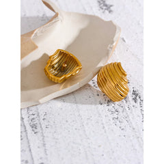 Stainless Steel Geometric Chunky Stud Earrings 18K PVD Plated Gold Color