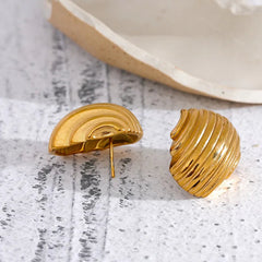 Stainless Steel Geometric Chunky Stud Earrings 18K PVD Plated Gold Color