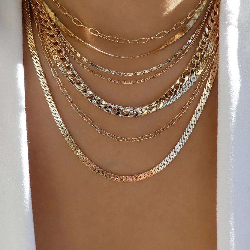 Bohemia Gold Color Multiple Styles Necklace For Women Trendy Multi-Layer Crystal Pendant Necklaces Set Jewelry Gifts