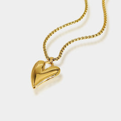 Stainless Steel Irregular Heart Pendant Necklace  Chic Tarnish Free 18K Gold Plated